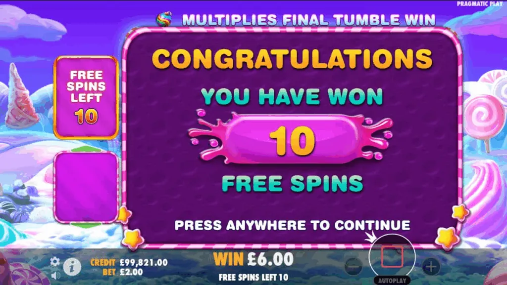 Ronda bonus de giros gratis de Sweet Bonanza con tema de país de las maravillas invernal y bombas multiplicadoras